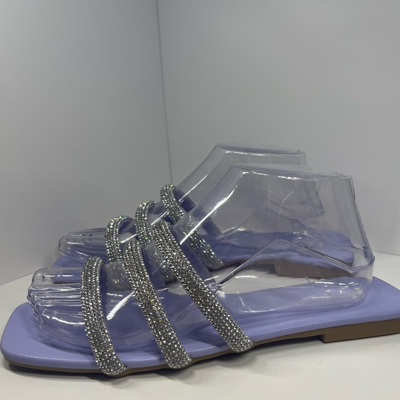 Strappy Rhinestone Lavender Purple Square Toe Women’s Sandals Size 9 New - Picture 3 of 13